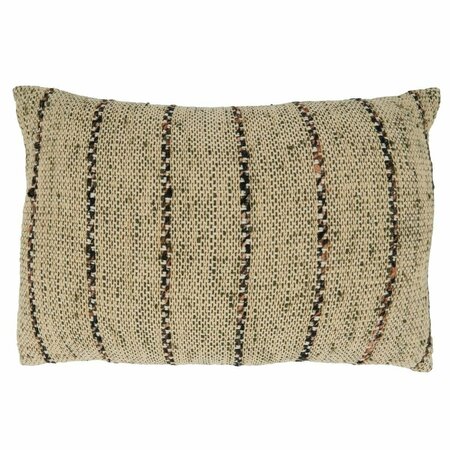 SARO 16 x 24 in. Thin Stripe Design Oblong Pillow Cover, Natural 3025.N1624BC